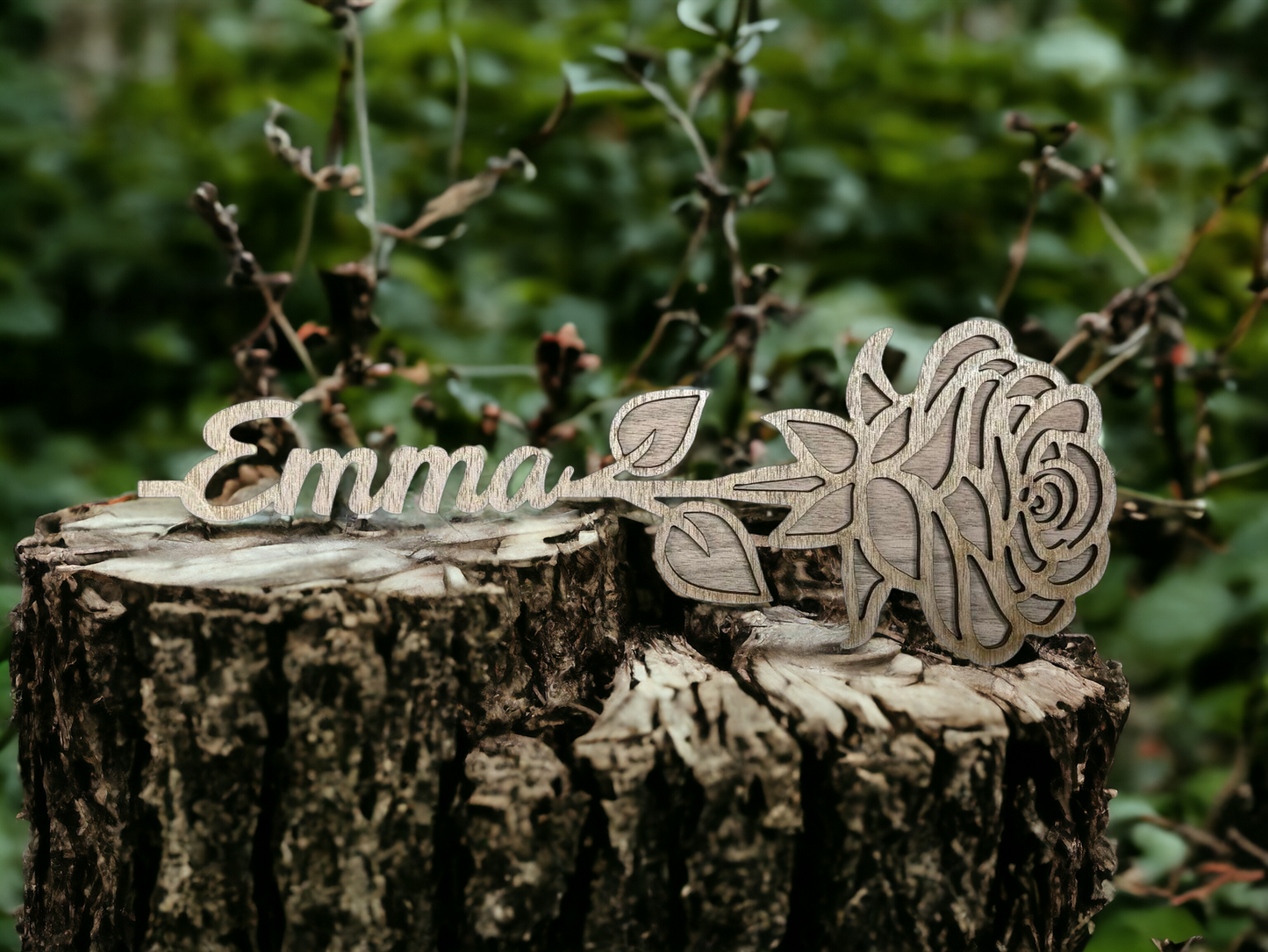 Holzrose mit Wunschname