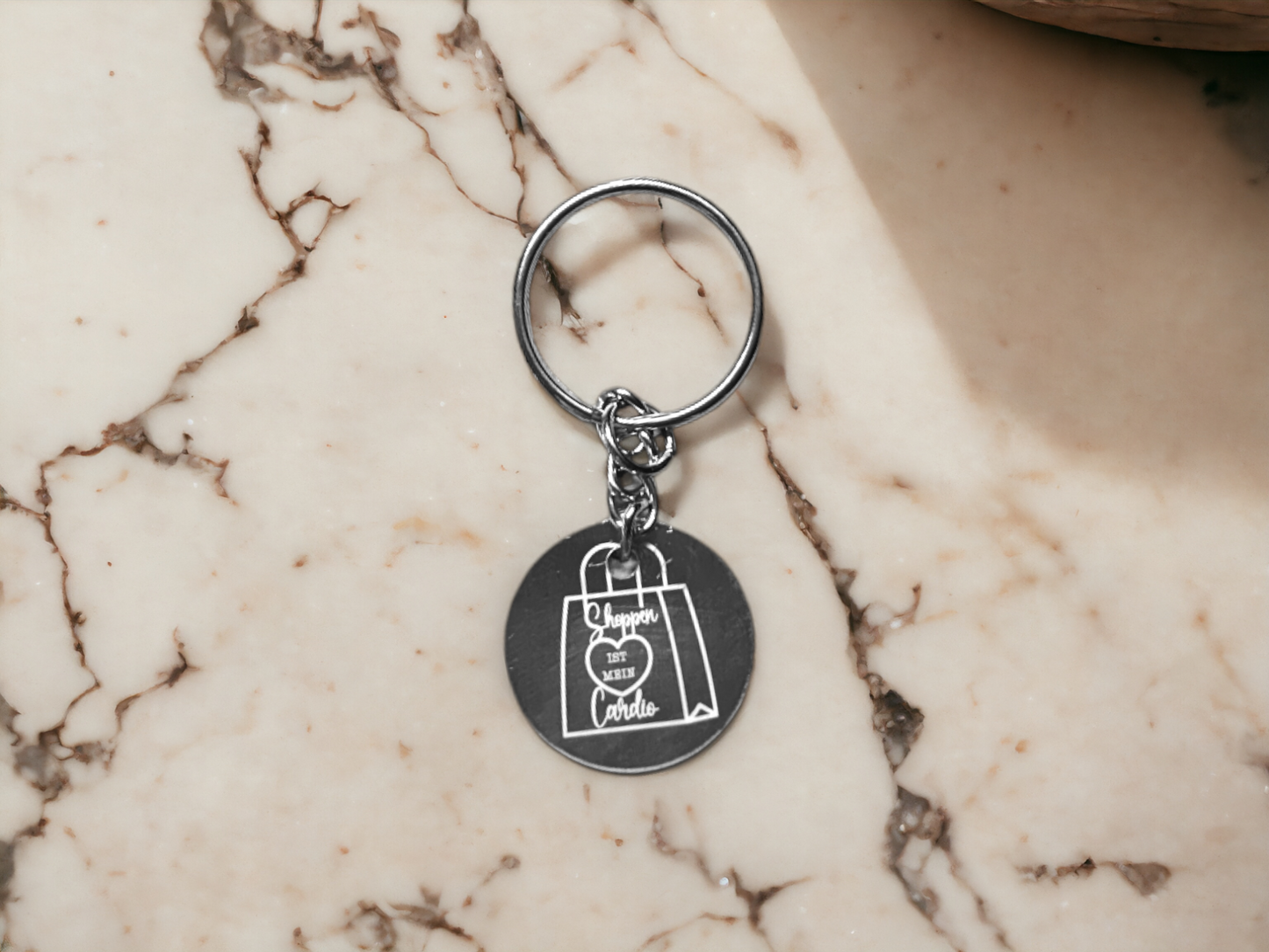 Schlüsselanhänger (Rund) mit persönlicher Gravurgestaltung aus Metall