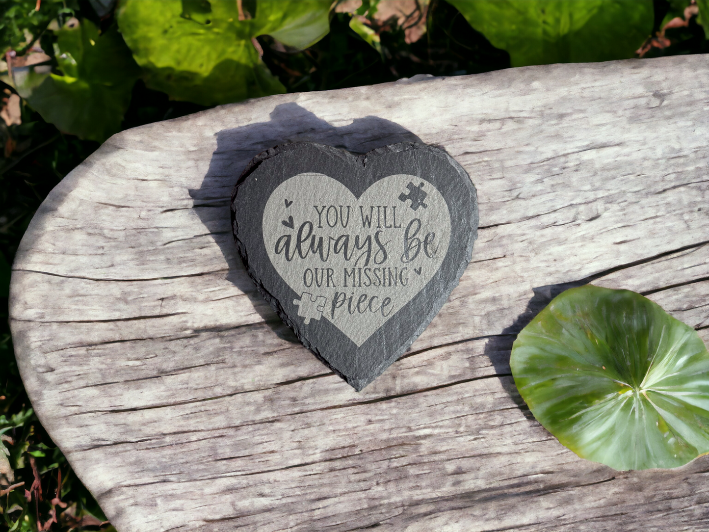 Untersetzer aus Schiefer (Herzform) - 4er Set - mit persönlicher Gravurgestaltung