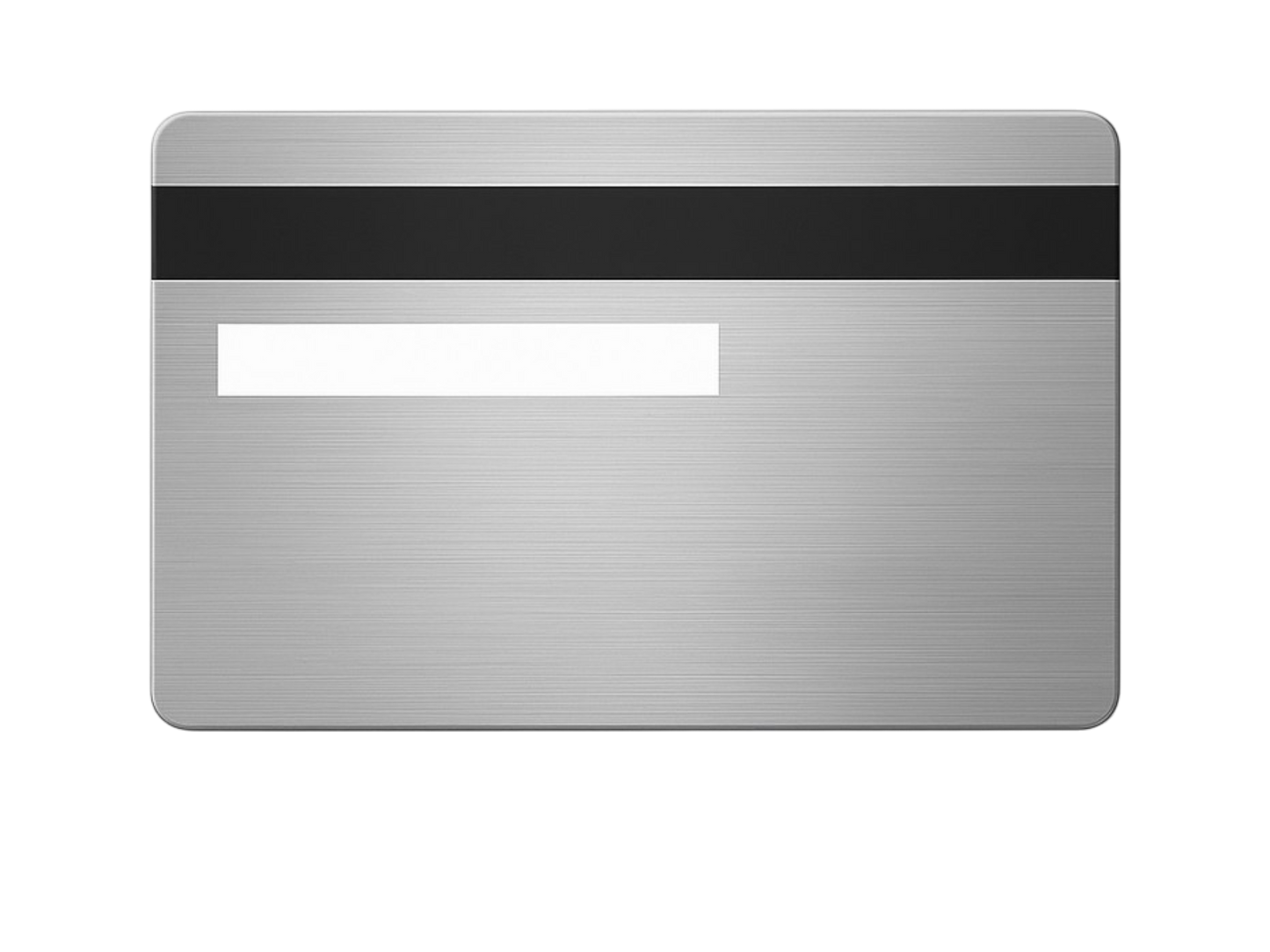 Kredit-/Debitkarte aus Metall - Farbe: Silber Chrome / Gravur: Schwarz - Kleiner Chip