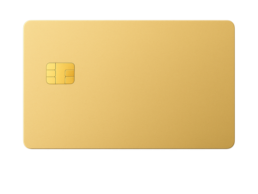 Kredit-/Debitkarte aus Metall - Farbe: Gold Matt / Gravur: Silber - Kleiner Chip