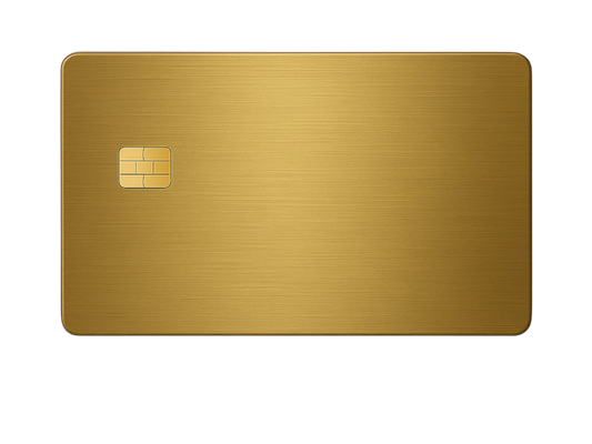 Kredit-/Debitkarte aus Metall - Farbe: Gold gebürstet / Gravur: Silber - Kleiner Chip