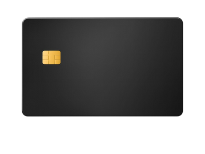 Kredit-/Debitkarte aus Metall - Farbe: Schwarz Matt / Gravur: Gold Messing - Kleiner Chip