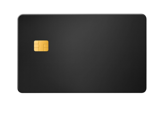 Kredit-/Debitkarte aus Metall - Farbe: Schwarz Matt / Gravur: Gold Messing - Kleiner Chip