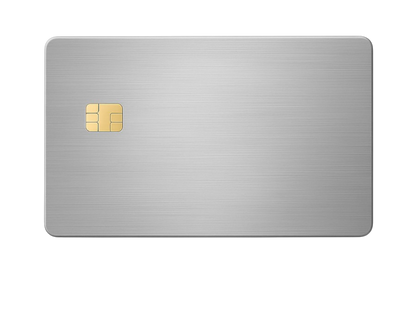 Kredit-/Debitkarte aus Metall - Farbe: Silber Chrome / Gravur: Schwarz - Kleiner Chip